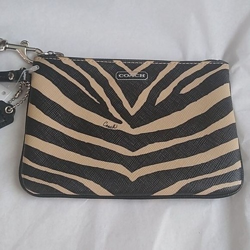 Coach F51099 Zebra Print Small Wristlet, SV/Black - Picture 4 of 6