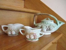 McCoy Pine Cone Teapot & Lid Creamer Sugar Set USA made *shipping included!*