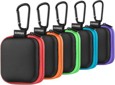 5 Pack Earbud Carrying Cases Small EVA Storage Pouch with Carabiners for Accesso