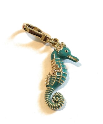 NIB NWT JUICY COUTURE 3D Blue Teal Seahorse Pave Crystals Fins CHARM YRU6528