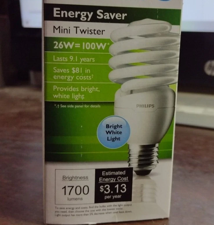 PHILIPS 414094 COMPACT FLUORESCENT BULB 26 WATT E26 BASE SPIRAL NEW IN BOX - Image 3 of 4