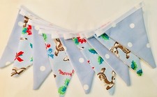 CATH KIDSTON HANDMADE CHRISTMAS BUNTING 2.1m BAMBI DEER & BLUE SPOT RARE PRINT