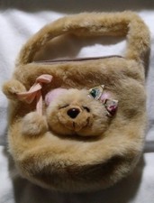 New Girls Winking Bear Purse Fuzzy Brown Small Zipper For Younger Child No Tag