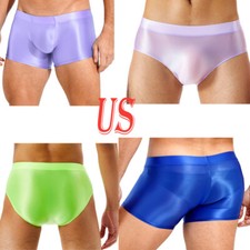 Men's Oil Glossy Swim Shorts Sports Quick Dry Solid Square Leg Training Swimsuit