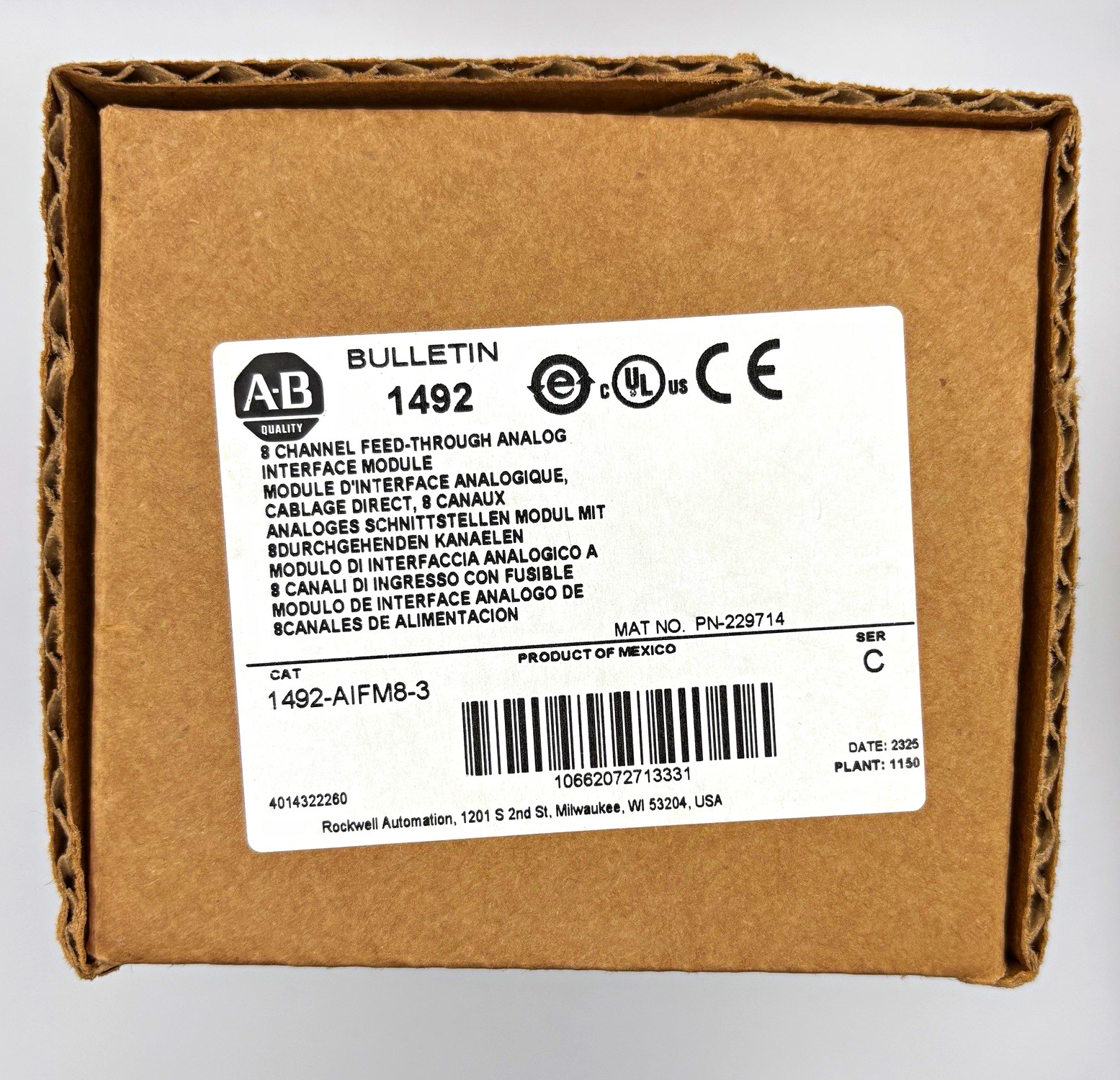 Allen-Bradley 1492-AIFM8-3 1492 8-Channel Feed-Through Analog PLC I/O Module