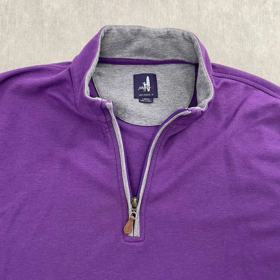 Johnnie O Sweater Adult Large Purple 1/4 Zip Pullover Cotton Blend Golf Mens L - Image 4 of 4