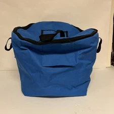 Soft Sided Insulated Cooler Bag Blue Zip Top Travel Tote 18.5 X 14