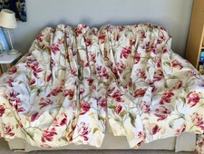 LAURA ASHLEY Gosford Cranberry Ready Made Curtains 64" wide x 52” (164 x 132 cm)