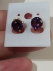NATURAL INDIGO VIOLET SPINEL 3.50 CTS. 925 SILVER 14 K GOLD FINISH STUD EARRINGS — photo 3