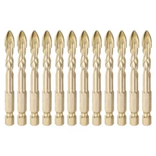 12pcs 8mm (5/16") Titanium Coated Concrete Masonry Drill Bit for Brick Glass