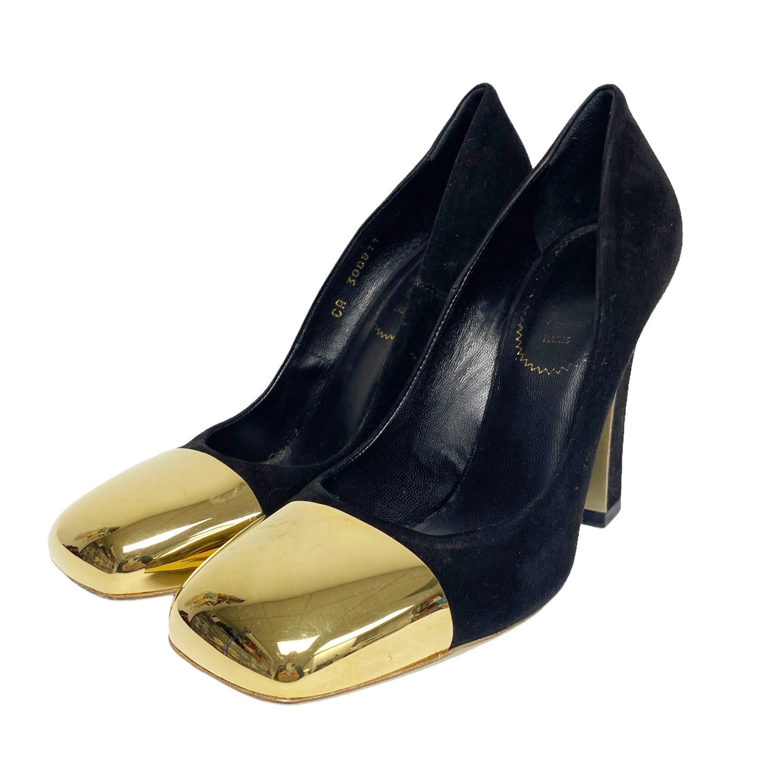 YSL Yves Saint Laurent decolte donna taglia 8 Mae oro cappuccio punta quadrata