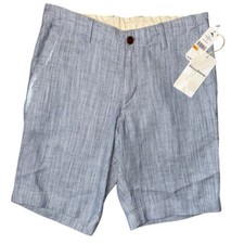 Tommy Bahama Mens Small Harbor Herringbone Blue Chambray Linen Shorts NWT