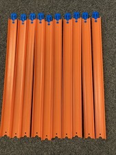 Hot Wheels 12&rdquo; Straight Orange Track (10 Pieces) with 10 Blue Connectors 1:64