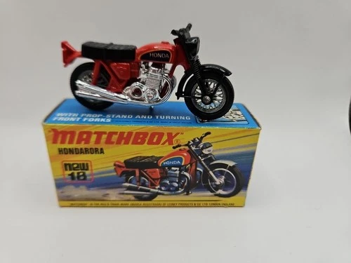 Lesney Matchbox Hondarora Motorcycle No 18 Superfast I Box Red England Clean