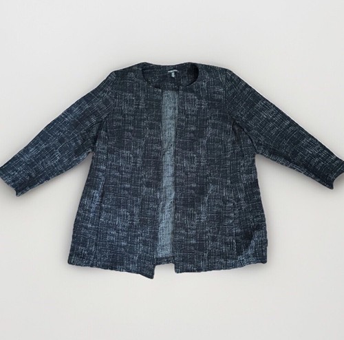 Eileen Fisher 3X offene Strickjacke Blazer Crosshatch Baumwolle Tencel Stretch Jacke - Bild 2 von 17