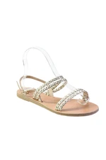 Hebe Athens Womens Metallic Braided Andros Sandals Gold Tone Leather Size 37