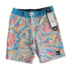 NWT O'Neill Boy's Hyperfreak Mysto 16" Boardshorts in White multicolor tie-dye