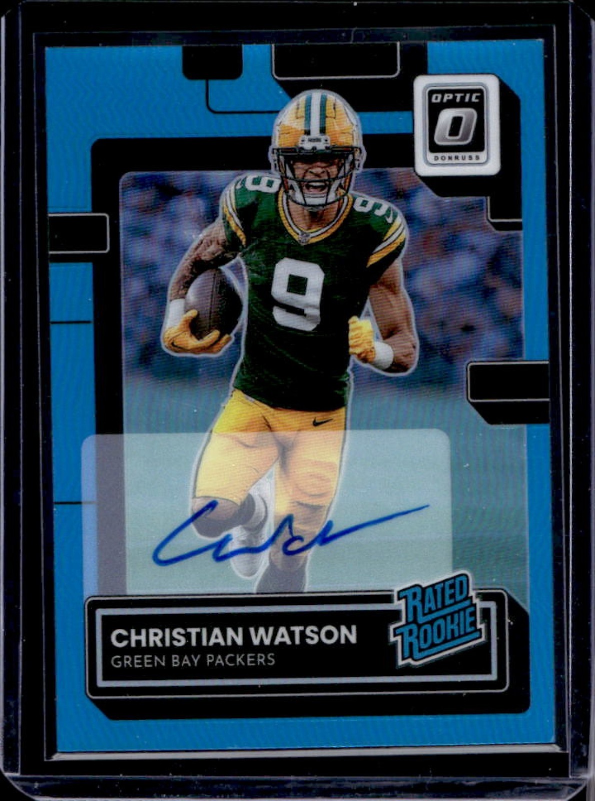 2022 Donruss Optic Christian Watson Rated Rookie RPS Auto Blue RC #54/99 Packers