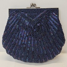 Retro Evening Clutch Purse Clam Shell Beaded EUC Vintage Stylish