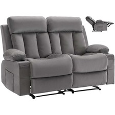 Loveseat Recliner Sofa, Power Reclining Couch with Heating and Massage, Soft Vel