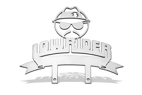 Lowrider Golo Man Large Mirror Chrome Bumper Plaque–Custom Lowrider Word Script.
