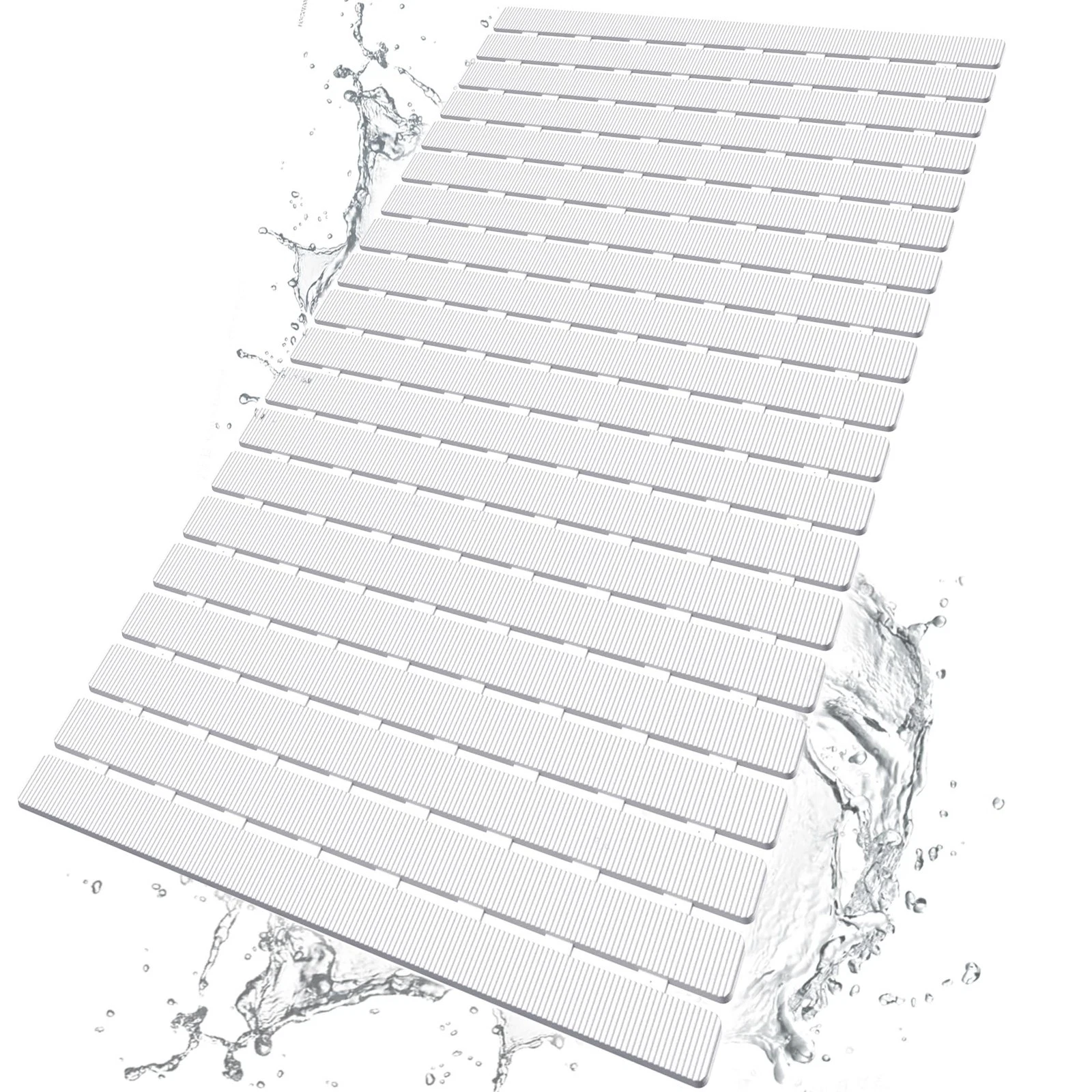 BEMISO Shower Mat Non Slip Bathtub with Suction 27.5 x 15.7 inches, White