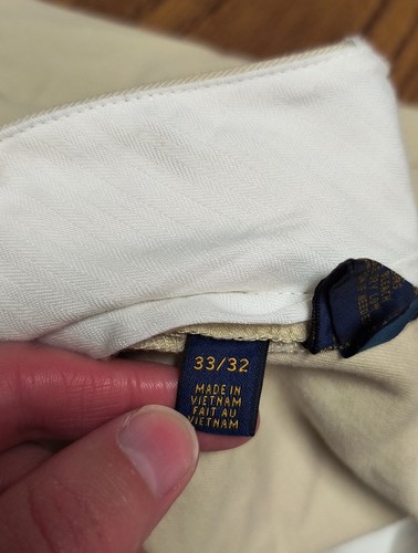 Pantalones Polo Ralph Lauren Para Hombre 33x32 (33x31) Calce Ajustado Chino Frente Plano Kakhi/Tostado - Imagen 5 de 11