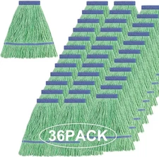 Matthew Cleaning Heavy Duty Mop Head Commercial Replacement Case of 36, Green 