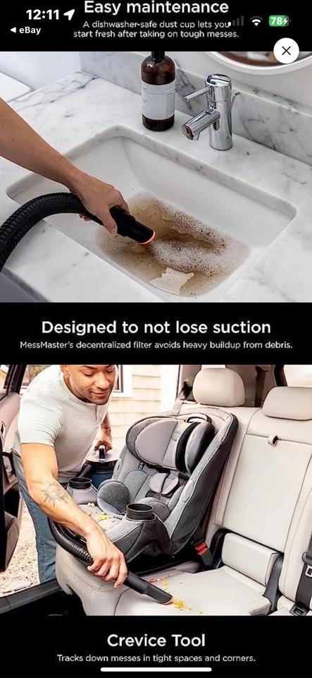 *VS101* Shark - MessMaster Portable Wet/Dry Vacuum 1 Gallon Corded for Pets Cars - Image 3 of 4