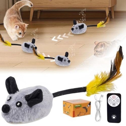 Interactive Cat Toy Mouse Moving Cat Toys for Indoor Cats Remote Control Cat Toy