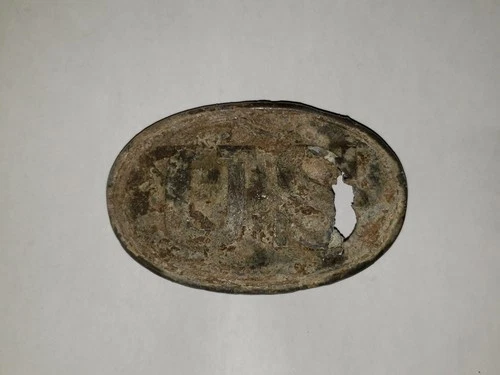 Relic early US Army Union belt buckle plate puppy paw Civil War dug