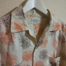 Vintage 1950's Penney's Towncraft All-Over Print Rayon Shirt Size L Ivory Color