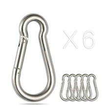 6 Pcs Carabiner Clip Snap Hook For Chains Ropes Fishing 304 Stainless Steel