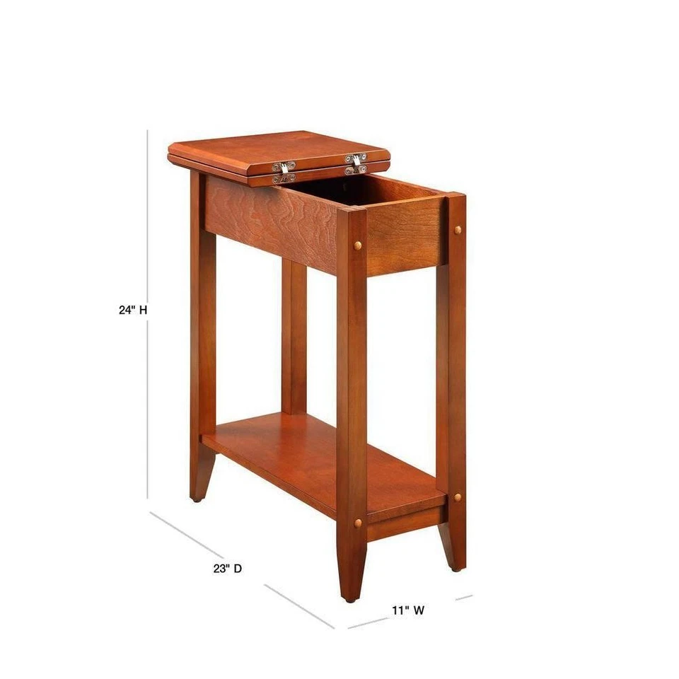 Convenience Concepts End Table 24"H Modern Cherry Wood Flip Top Storage Shelf - Image 3 of 4