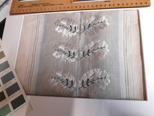 linen beige blue Colefax & Fowler Woodcote Stripe fine F3603/04  panel 140x230cm