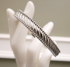 Judith Ripka bracelet QVC swirled cuff silver rope pattern signed Size Small