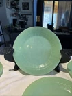 Vintage 1950's Green Jadeite Fire King Ribbed 7 1/2 Dessert Plates 6 Anchor Hock