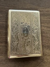 Vintage Colibri Gold-tone Hard Cigarette Case Engraved HLH Made In Japan