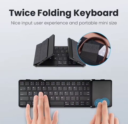 Tastiera pieghevole Bluetooth JOMAA con touchpad – ricaricabile, compatta - Foto 8 di 14