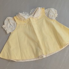 Vintage Yellow Baby Dress with Lace Trim