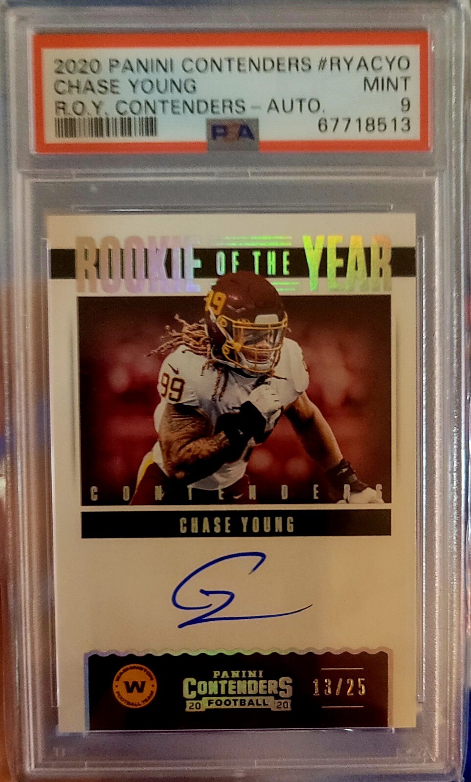 Chase Young Panini Contenders Rookie of the Year Contenders #RYACYO Autograph