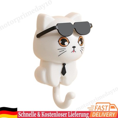 Creative Cartoon Cat Hook Cute Cat Key Holder Adhesive Coat Hooks (Green)