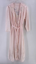 Vtg Cabernet Woman Robe Nightgown Set M Pink Floral LaceTrim Belt