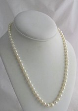 Vintage White Graduated Pearls Single Strand Necklace Gold on Sterling Clasp