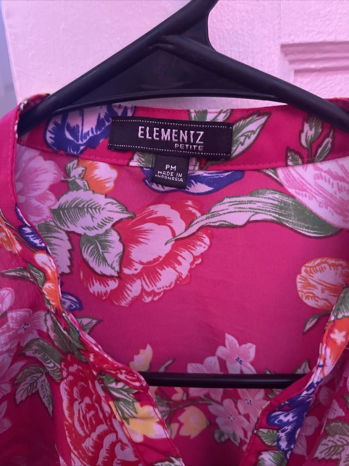 Elementz Womens Floral Butterfly Shirt Petite Large PL - Image 2 of 4