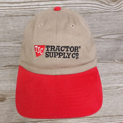 #ad TRACTOR SUPPLY SUPPLY CO TSC TAN RED ADJUSTABLE BASEBALL HAT CAP NEW $3.10