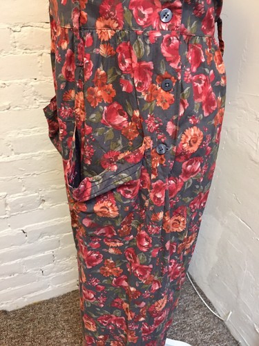 Laura Ashley Vintage 90er Baumwolle ärmellos Jumpsuit rot grau geblümt Gr. S - Bild 3 von 7
