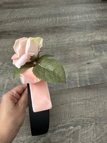 New Handmade Designer Fascinator Headband Velvet Pink Bow Floral Rose - Picture 5 of 13