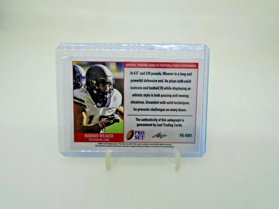 2021 LEAF PRO SET RASHAD WEAVER ROOKIE AUTO /75 BLUE - Image 2 of 3