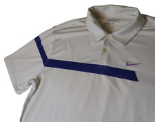 Nike Golf Tour Performance Dri Fit Polo Mens Large White Color Block Stretch